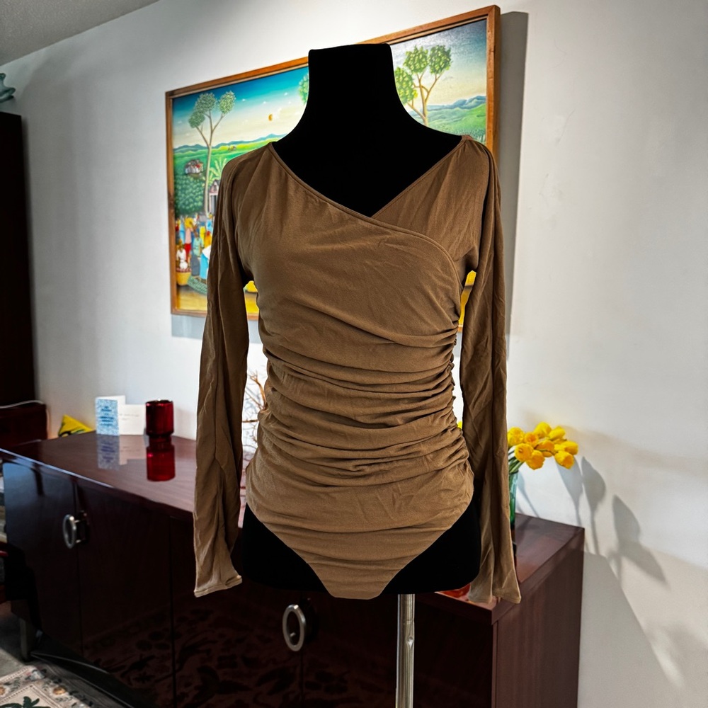 Wolford Camel Asymmetrical Bodysuit